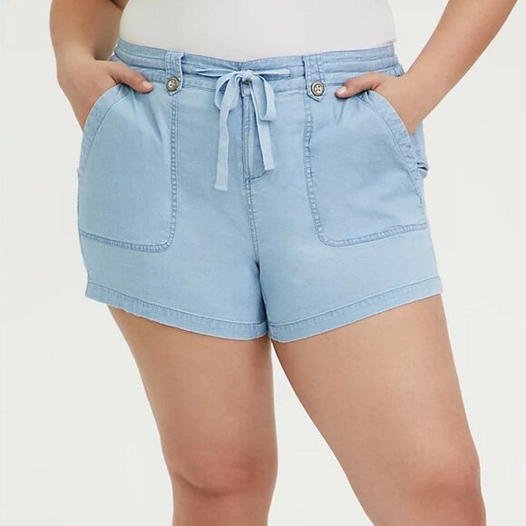 🆕Torrid Drawstring Short Short - Chambray Blue 16 - Picture 1 of 4